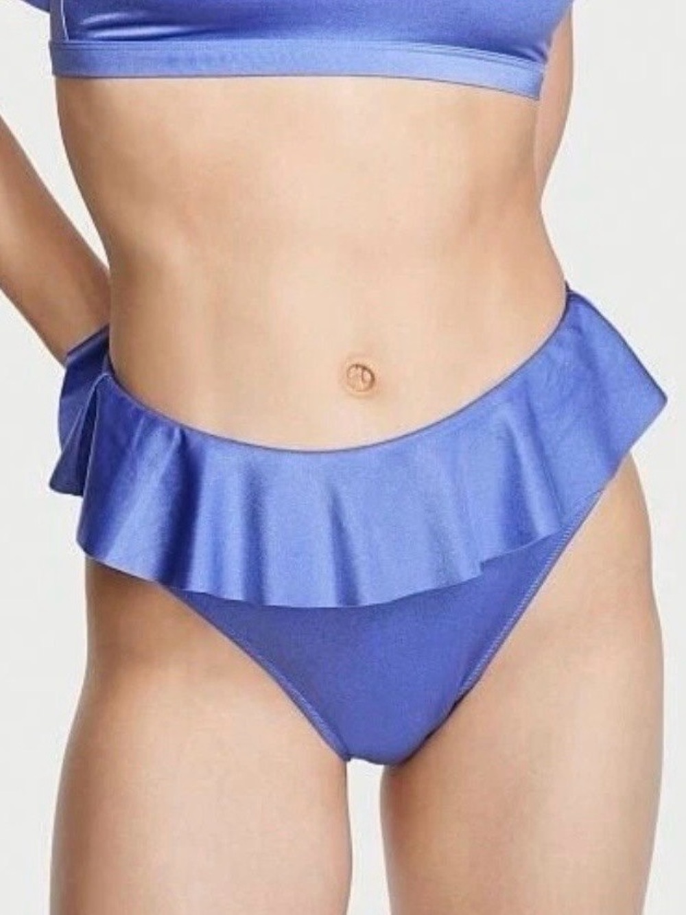XS Victoria's Secret High Waisted BLUE RUFFLE
plunge bottom